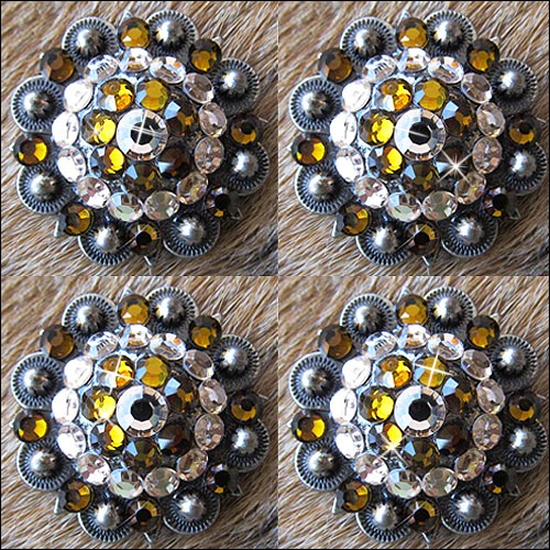 Hilason Antique Silver Finish Brown Crystal Rhinestone Bling Berry Concho