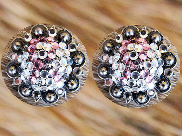 Western Screw Back Concho Breast Cancer Crystal Bling Headstall Cowgirl