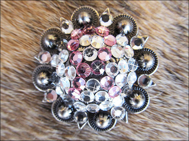 Western Screw Back Concho Breast Cancer Crystal Bling Headstall Cowgirl