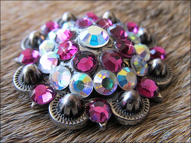 HILASON Western Screw Back Concho Ab Pink Crystal Rodeo Bling Cowgirl Amethyst & Light Sapphire color