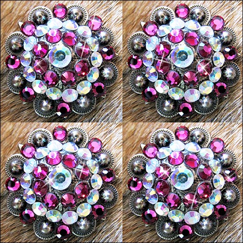 HILASON Western Screw Back Concho Ab Pink Crystal Rodeo Bling Cowgirl Amethyst & Light Sapphire color
