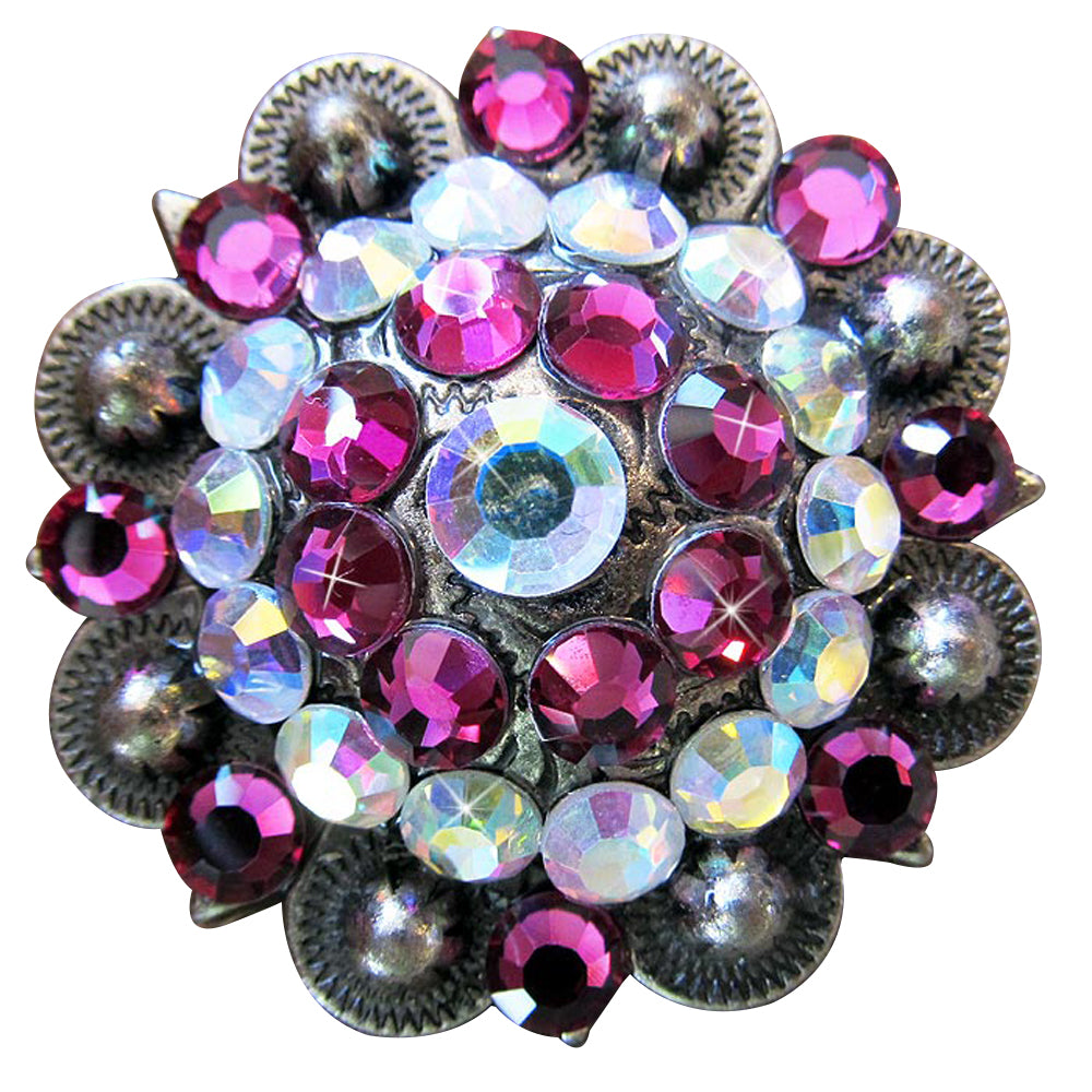 HILASON Western Screw Back Concho Ab Pink Crystal Rodeo Bling Cowgirl Amethyst & Light Sapphire color