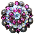 HILASON Western Screw Back Concho Ab Pink Crystal Rodeo Bling Cowgirl Amethyst & Light Sapphire color
