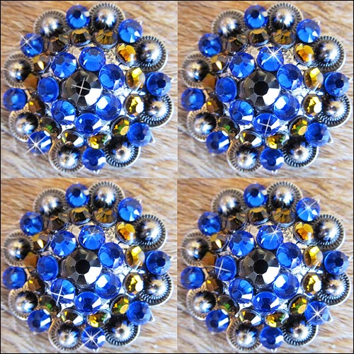Western Screw Back Concho Sapphire Berry Crystals Headstall Tack Cowgirl