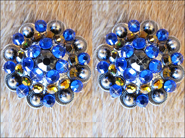 Western Screw Back Concho Sapphire Berry Crystals Headstall Tack Cowgirl