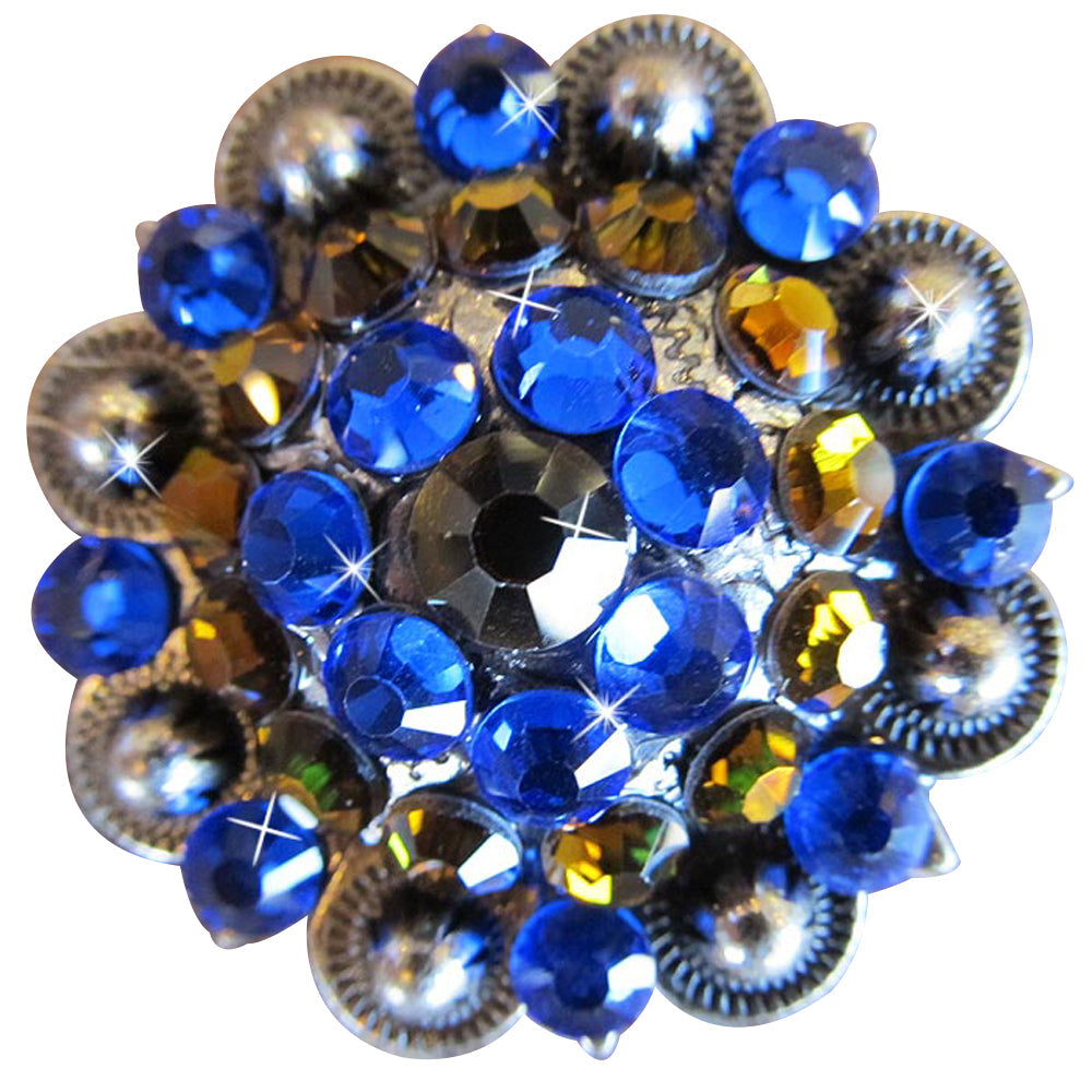 Western Screw Back Concho Sapphire Berry Crystals Headstall Tack Cowgirl