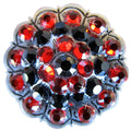 Antique Silver Finish Jet Light Siam Crystal Rhinestone Bling Berry Concho