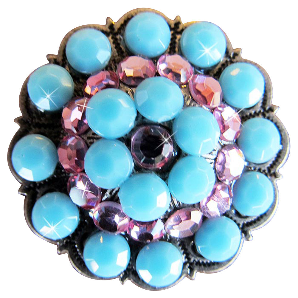 Western Screw Back Concho Turquoise Crystal Berry Horse Saddle Tack Belt
