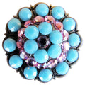 Western Screw Back Concho Turquoise Crystal Berry Horse Saddle Tack Belt