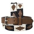 BAR H EQUINE Western Genuine Leather Men And Women Brown Belt Embroidered Black & White