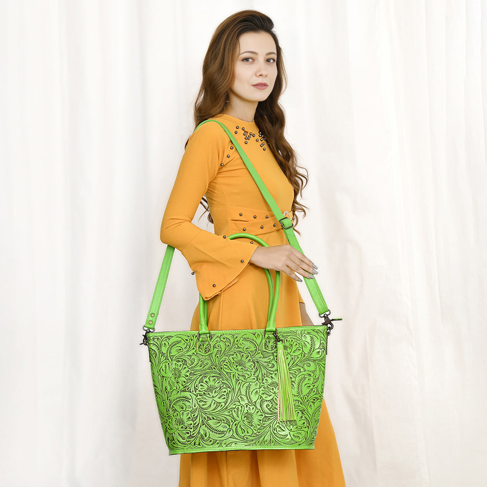 American Darling Tote Hand Tooled Genuine Leather