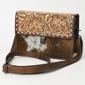American Darling Hand-Tooled Hair-On Genuine Leather Small Crossbody Bag