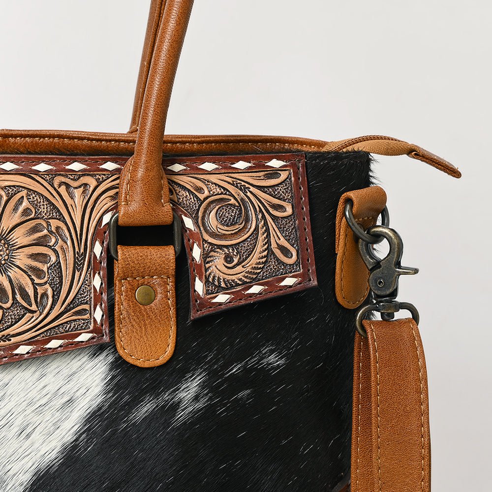 American Darling Hand-Tooled Hair-On Genuine Leather Tote
