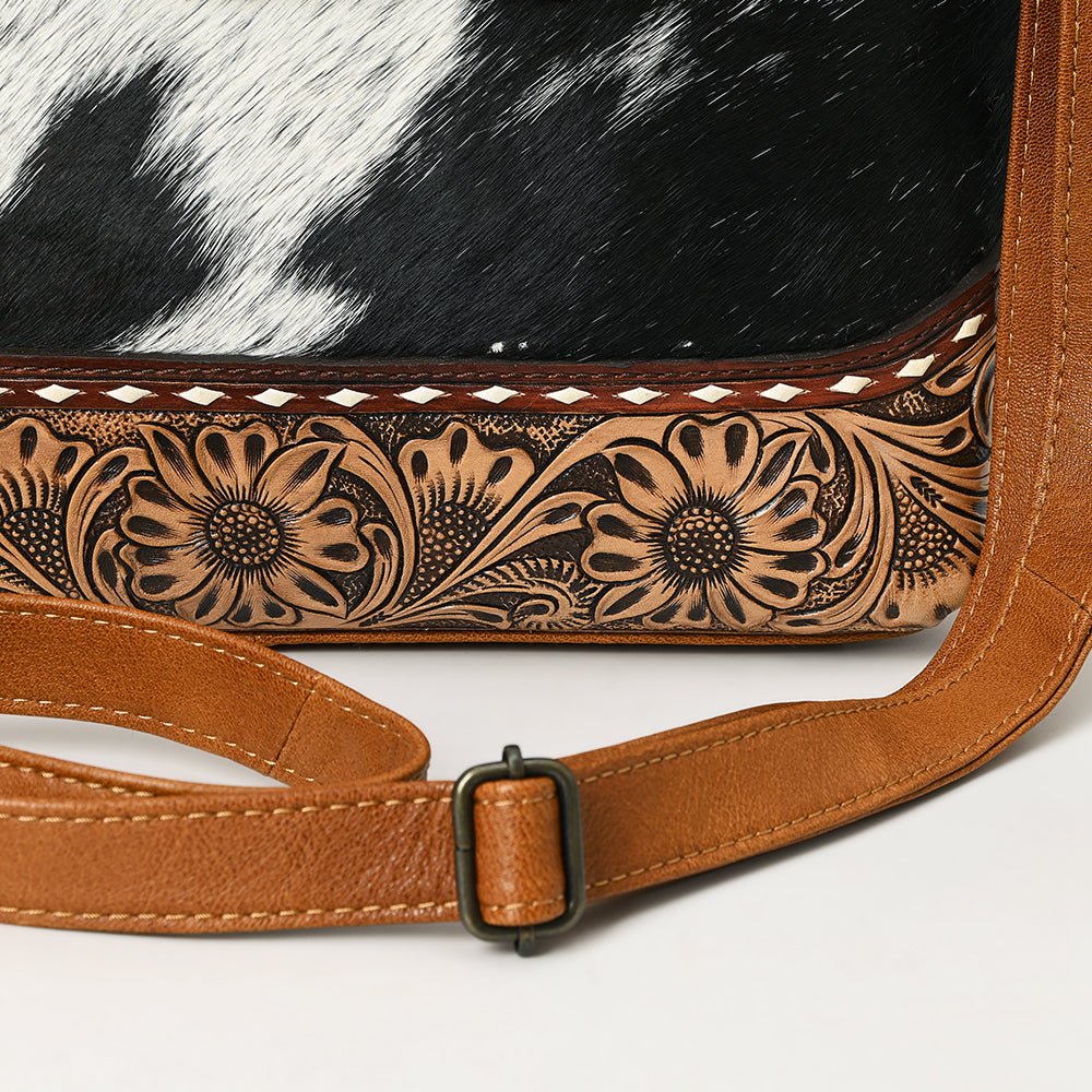 American Darling Hand-Tooled Hair-On Genuine Leather Tote