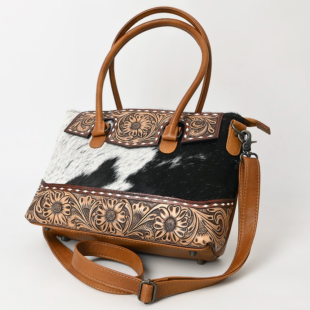 American Darling Hand-Tooled Hair-On Genuine Leather Tote