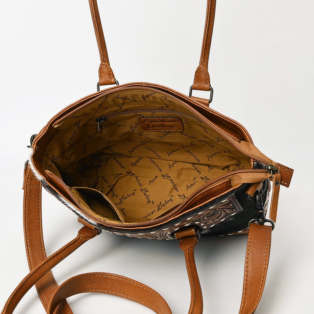 American Darling Hand-Tooled Hair-On Genuine Leather Tote