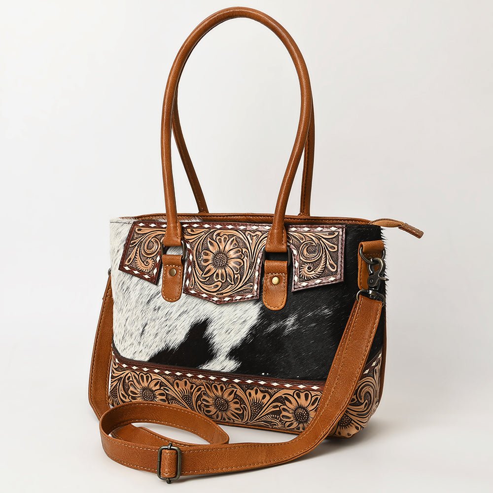 American Darling Hand-Tooled Hair-On Genuine Leather Tote
