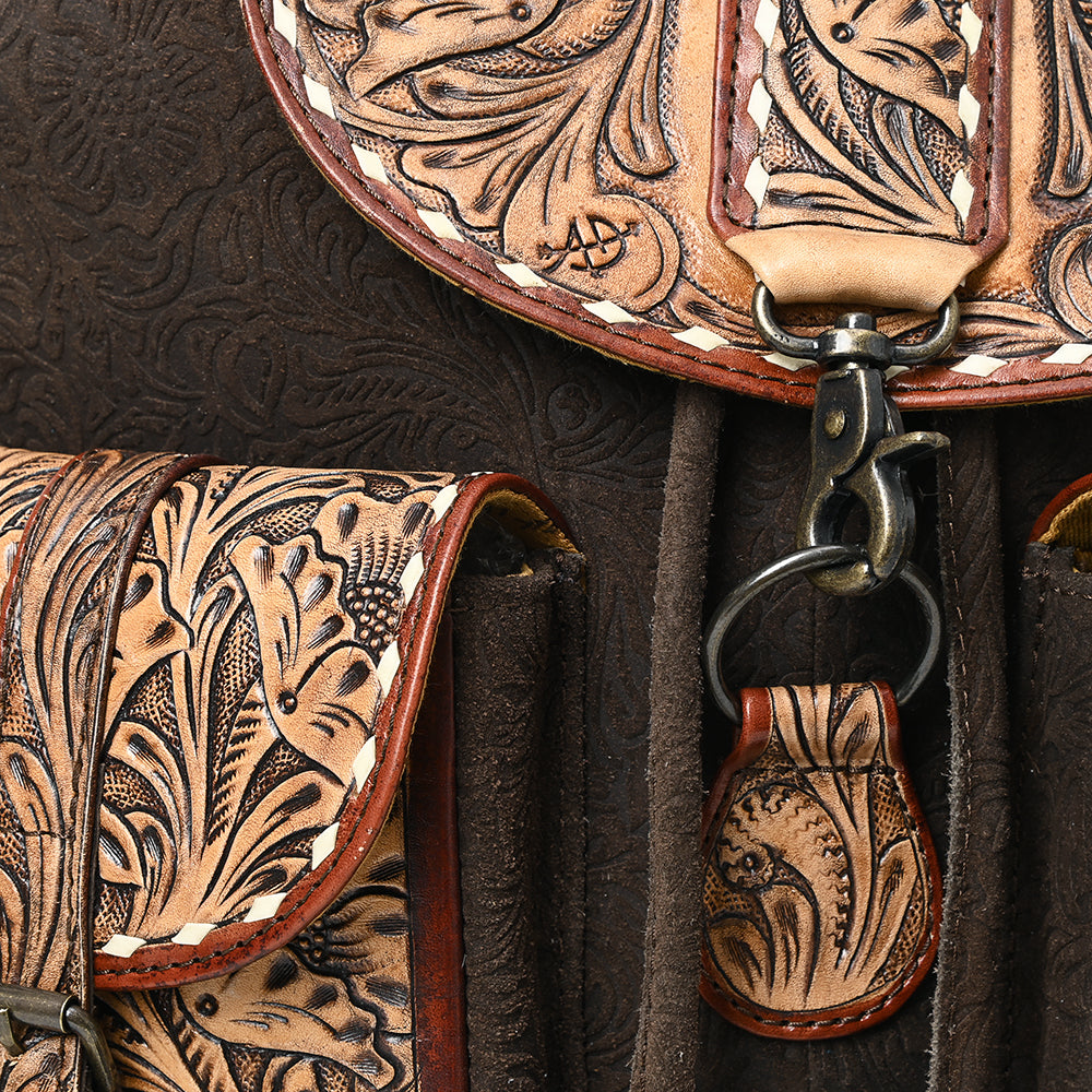 American Darling Hand-Tooled Hair-On Genuine Leather Backpack