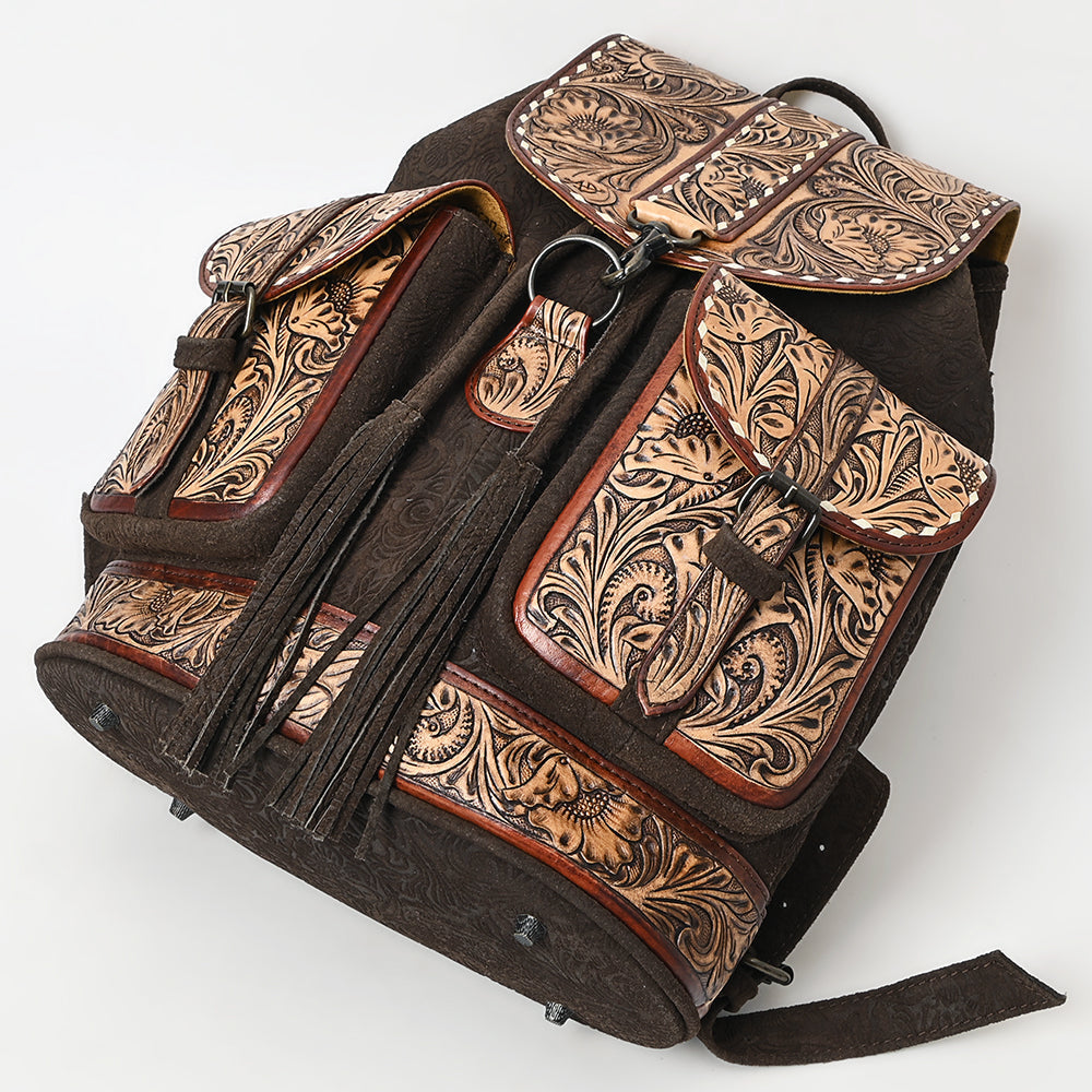 American Darling Hand-Tooled Hair-On Genuine Leather Backpack