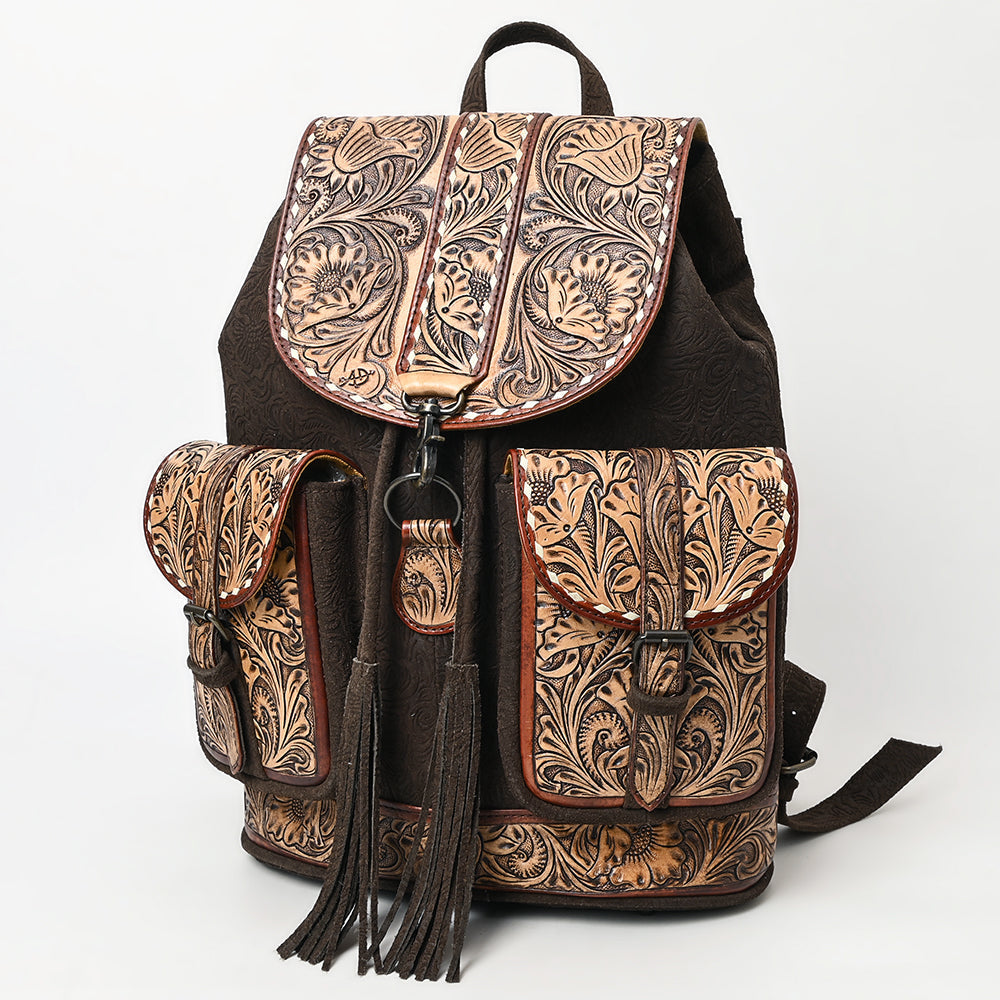 American Darling Hand-Tooled Hair-On Genuine Leather Backpack