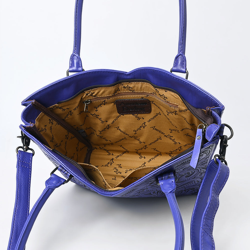 American Darling Western Tote Bag, Hand Tooled Genuine Leather, Floral Carved Design, Premium Craftsmanship & Everyday Carry