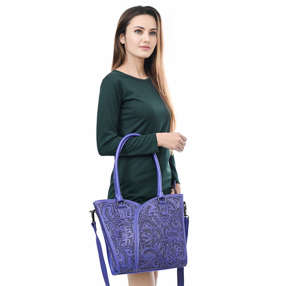 Tote Hand Tooled Genuine Leather