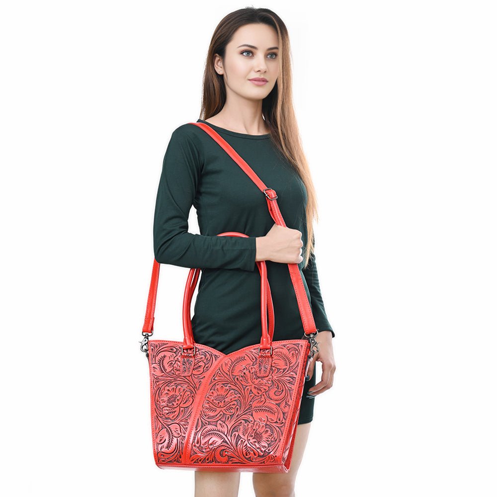 Tote Hand Tooled Genuine Leather