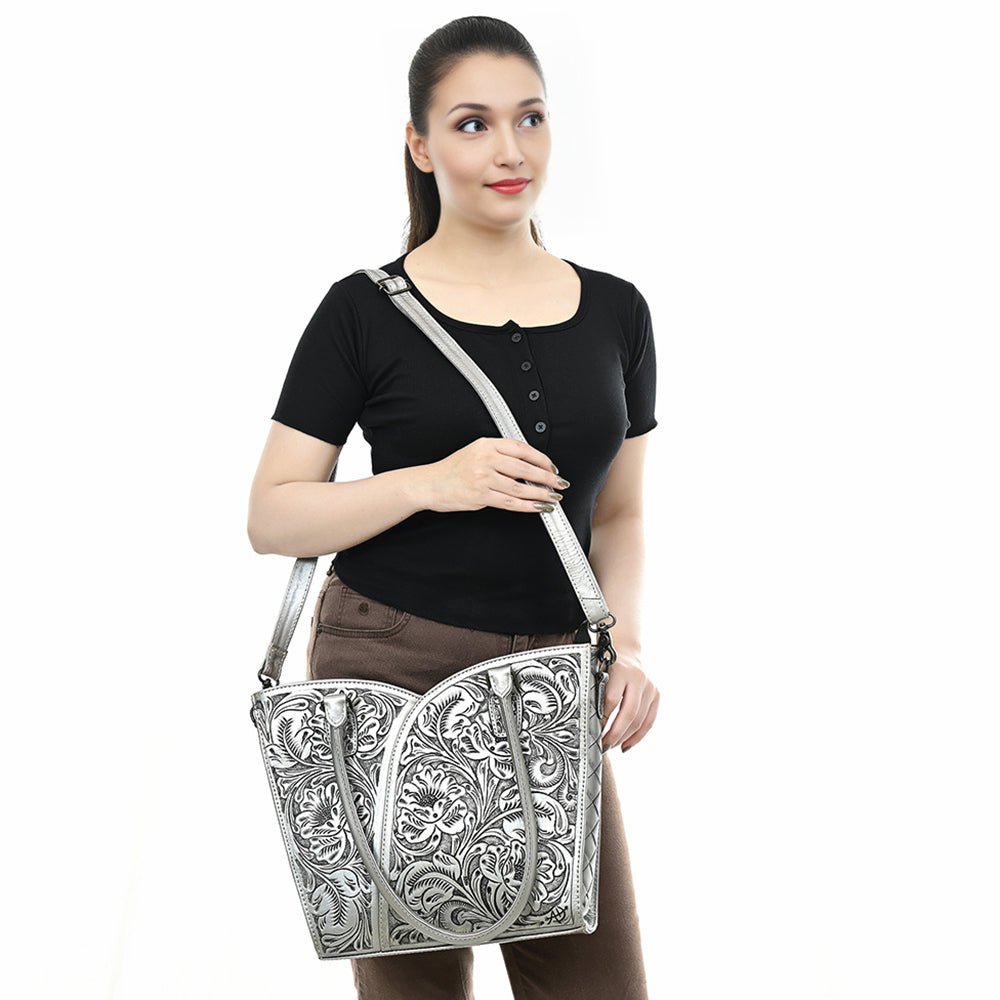 Tote Hand Tooled Genuine Leather