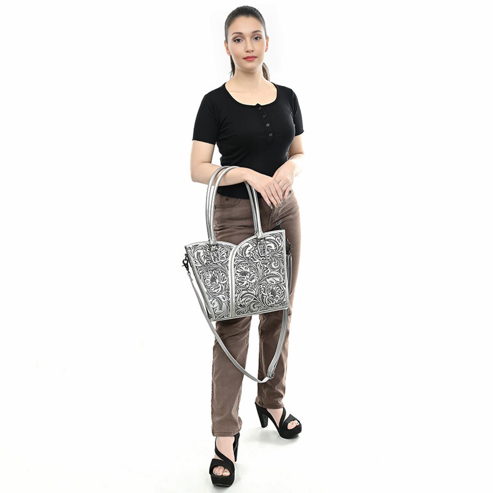 Tote Hand Tooled Genuine Leather