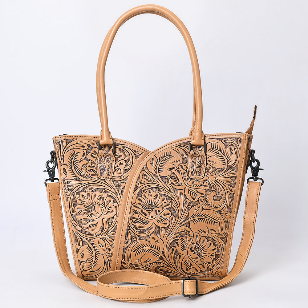 American Darling Western Tote Bag, Hand Tooled Genuine Leather, Floral Carved Design, Premium Craftsmanship & Everyday Carry