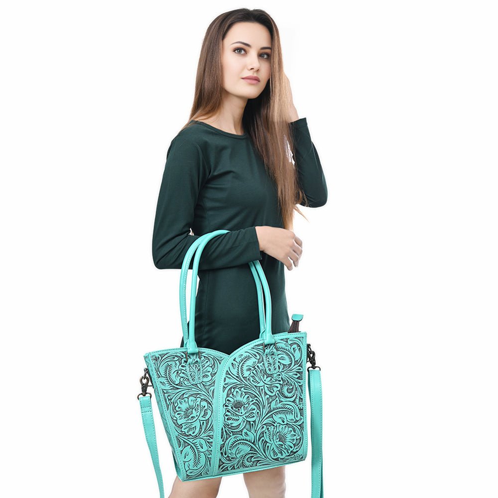 Tote Hand Tooled Genuine Leather