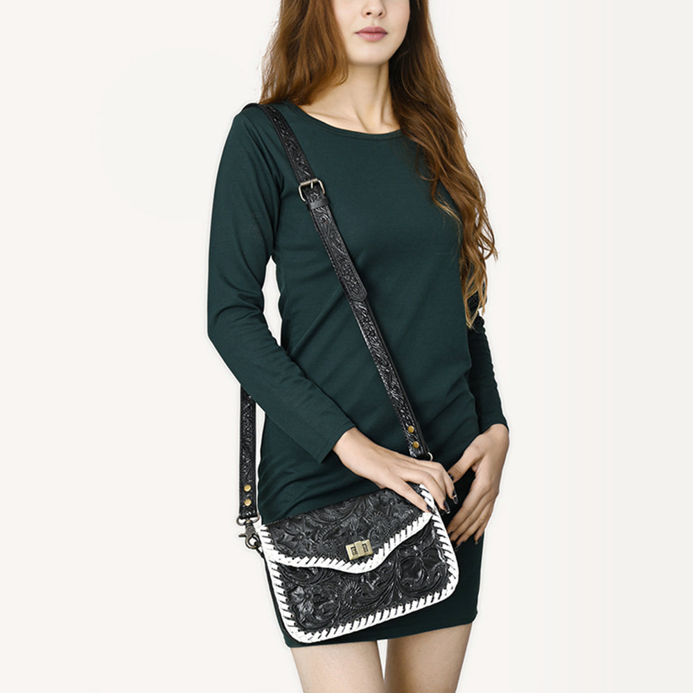 American Darling Western Small Cross Body Bag | Hand-Tooled Floral Carved | Genuine Leather | Everyday Carry
