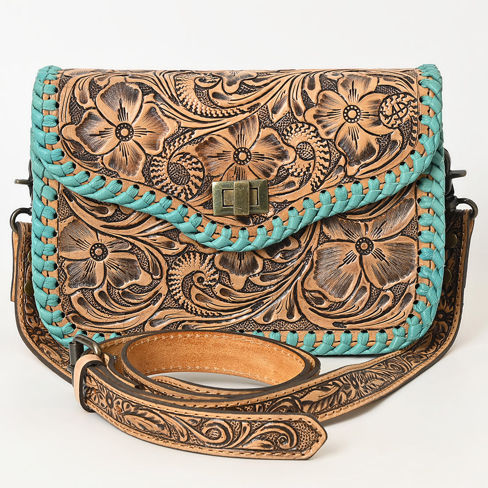 American Darling Western Small Cross Body Bag | Hand-Tooled Floral Carved | Genuine Leather | Everyday Carry
