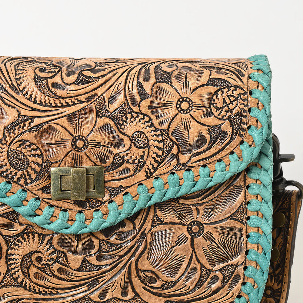 American Darling Western Small Cross Body Bag | Hand-Tooled Floral Carved | Genuine Leather | Everyday Carry