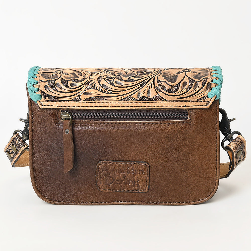 American Darling Western Small Cross Body Bag | Hand-Tooled Floral Carved | Genuine Leather | Everyday Carry