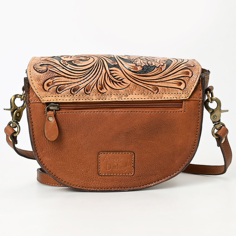 American Darling Hand Tooled Floral Carved Genuine Leather Small Cross body Bag Eco-Friendly Western Purse