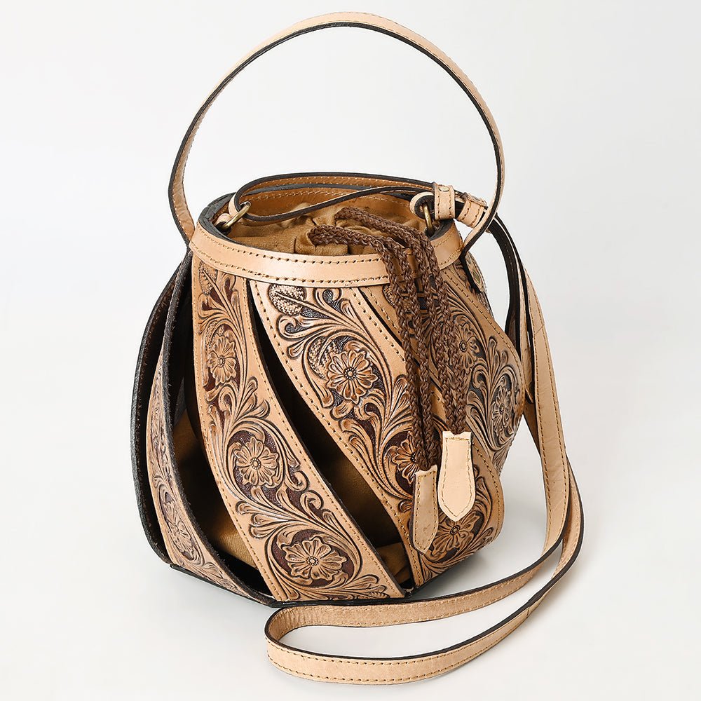 American Darling Hand-Tooled Genuine Leather Bucket Bag