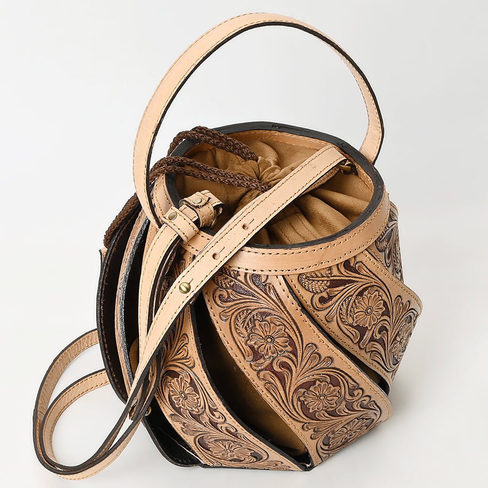 American Darling Hand-Tooled Genuine Leather Bucket Bag