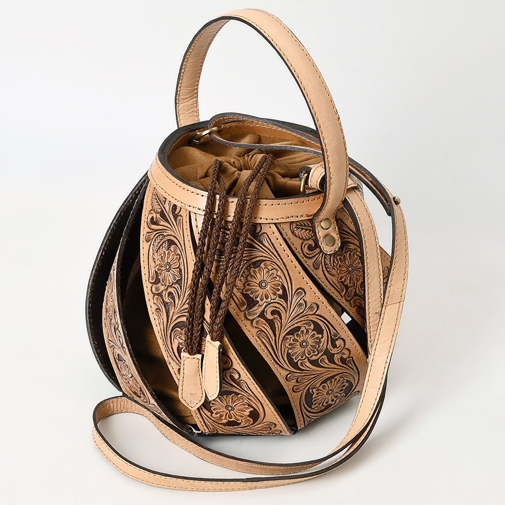 American Darling Hand-Tooled Genuine Leather Bucket Bag
