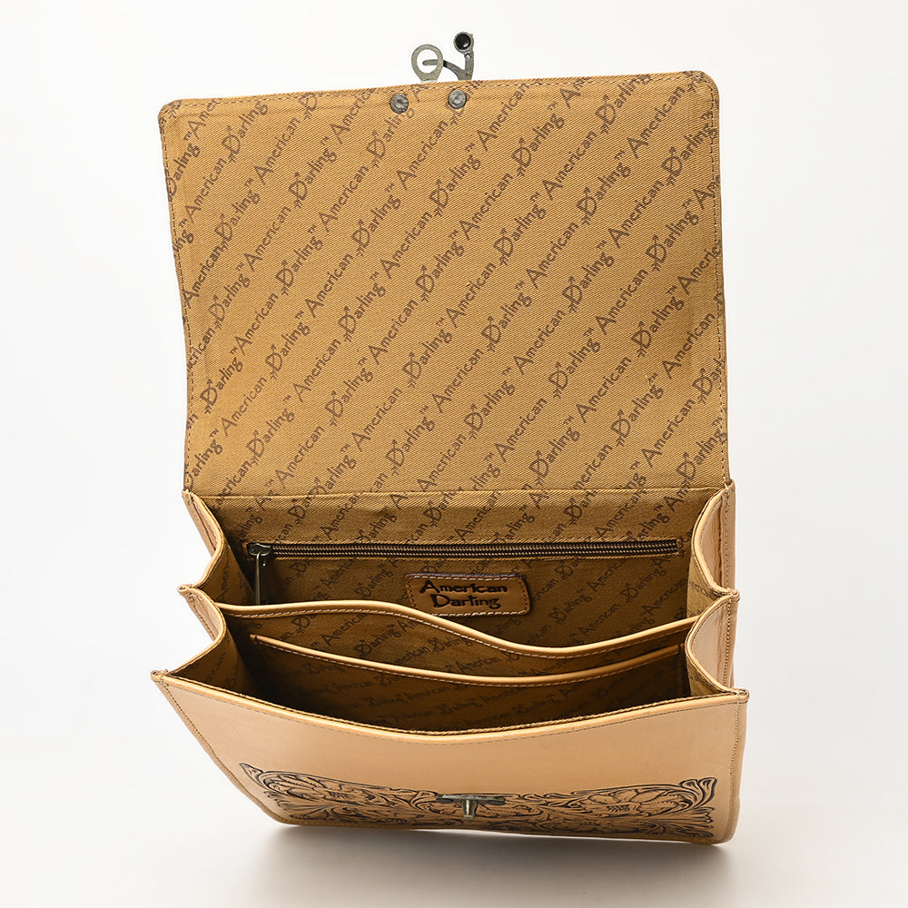 American Darling Hand-Tooled Genuine Leather Briefcase