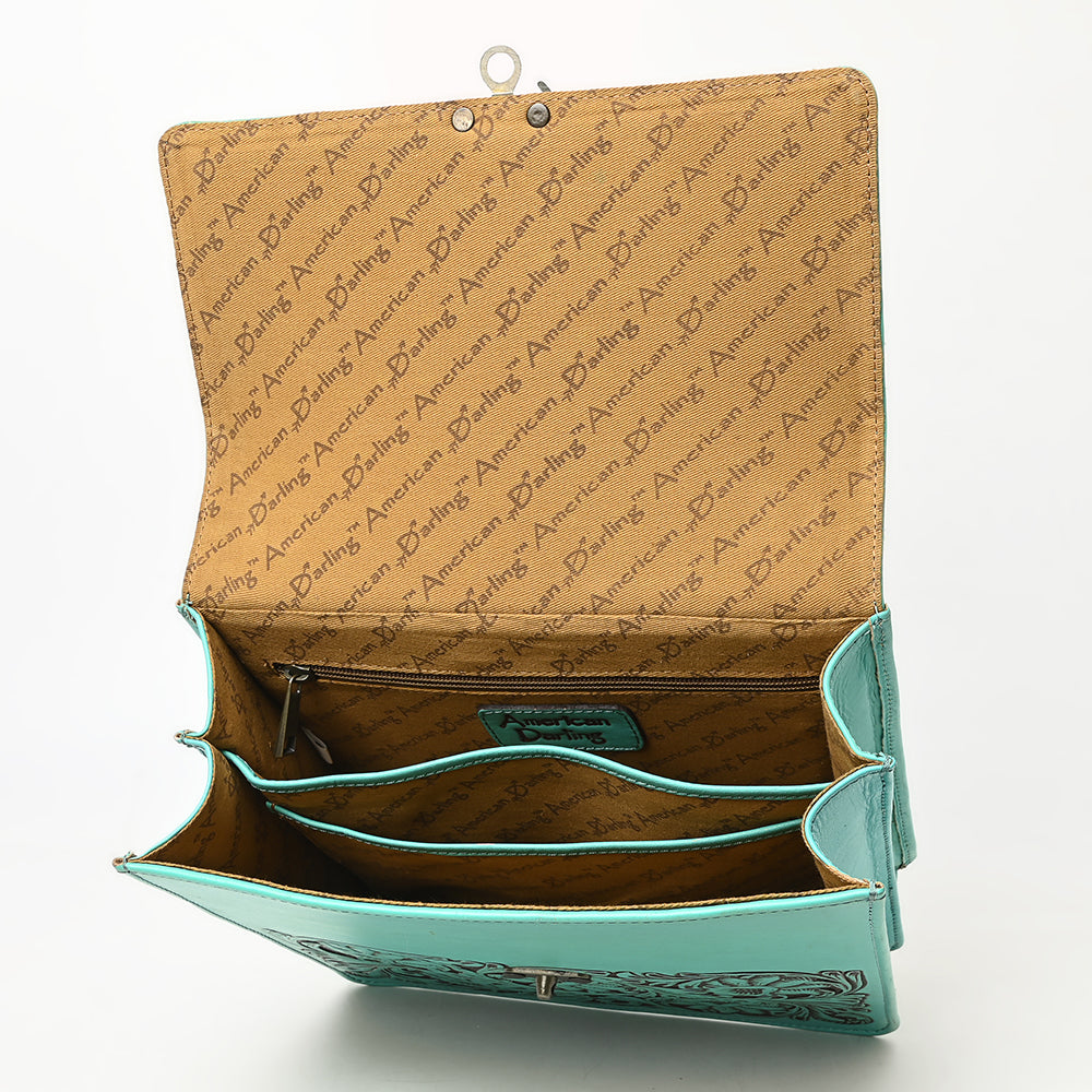American Darling Hand-Tooled Genuine Leather Briefcase