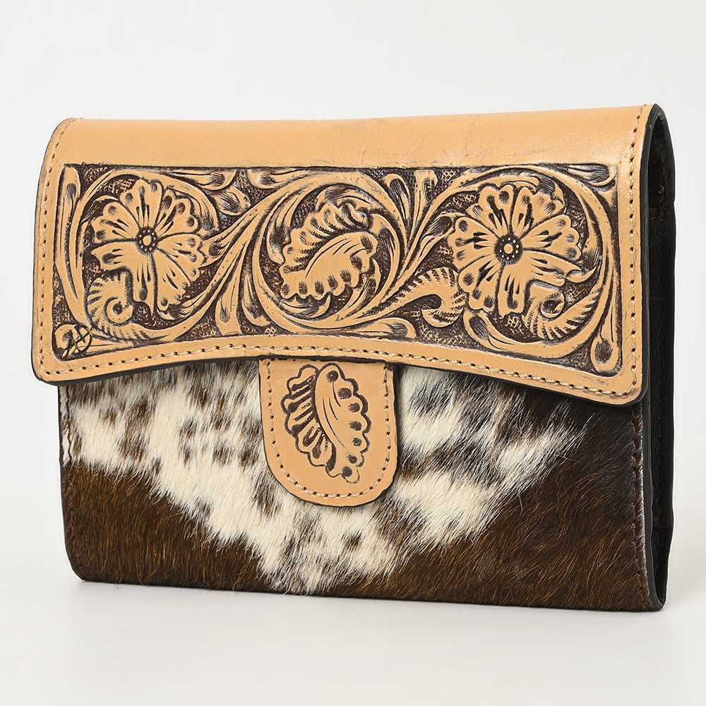American Darling Hand-Tooled Hair-On Genuine Leather Wallet