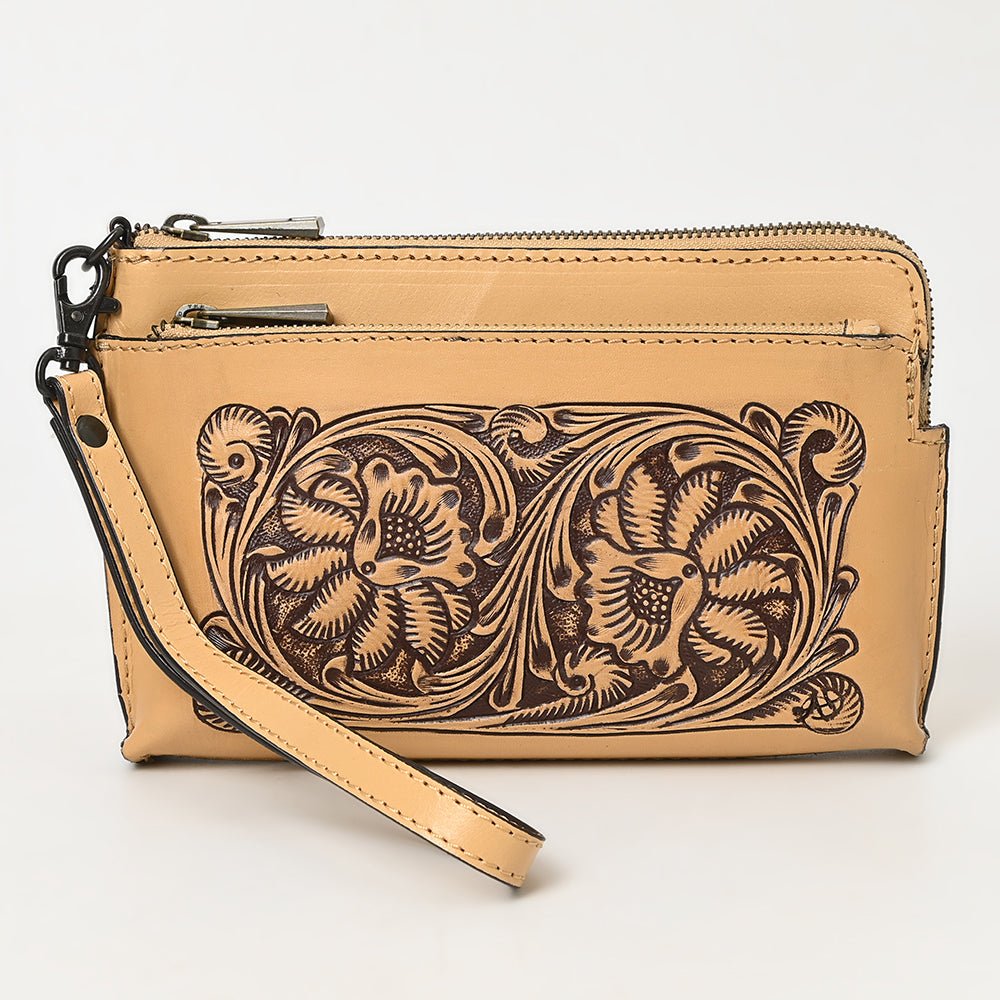 American Darling Hand-Tooled Genuine Leather Wristlet