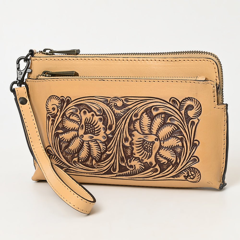 American Darling Hand-Tooled Genuine Leather Wristlet