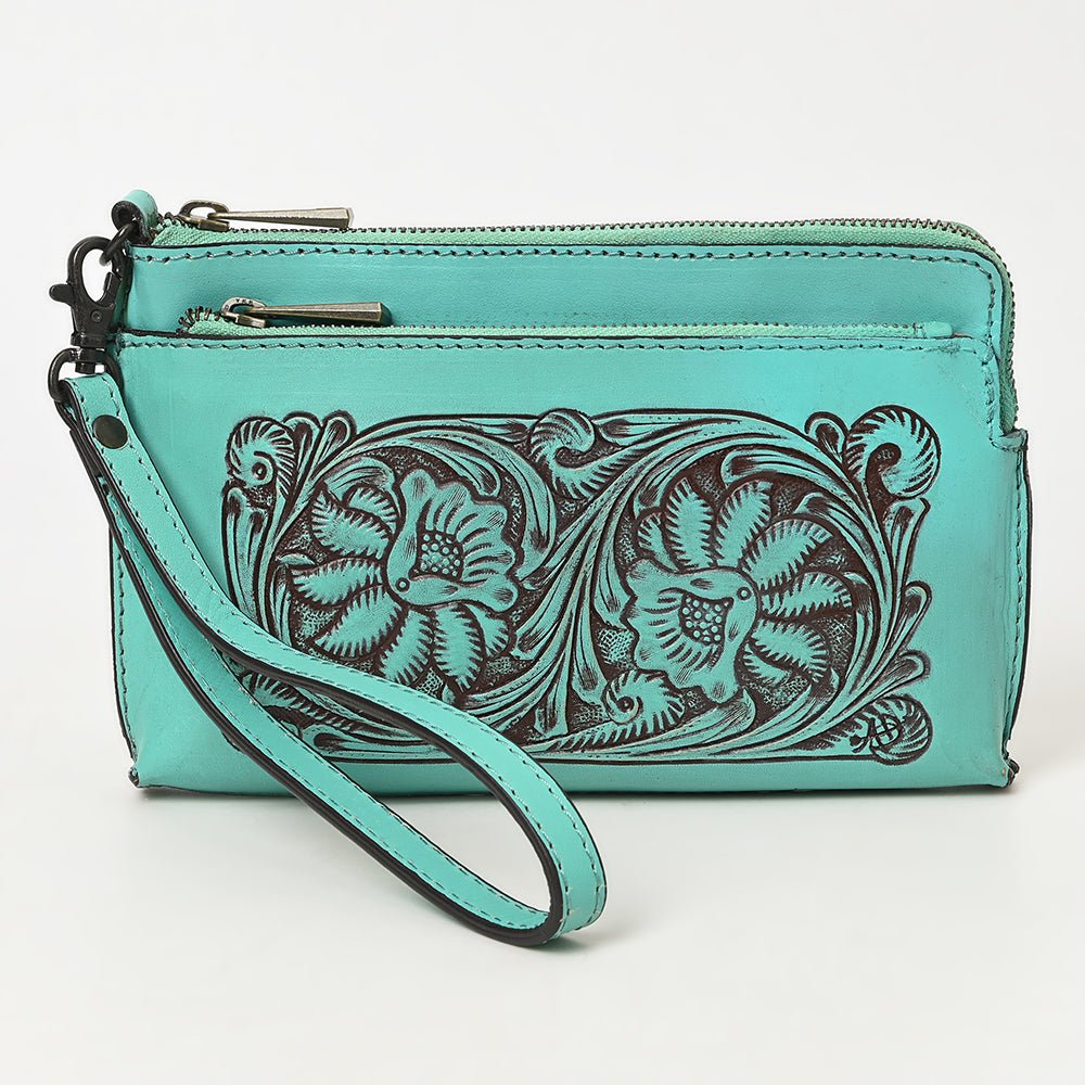 American Darling Hand-Tooled Genuine Leather Wristlet