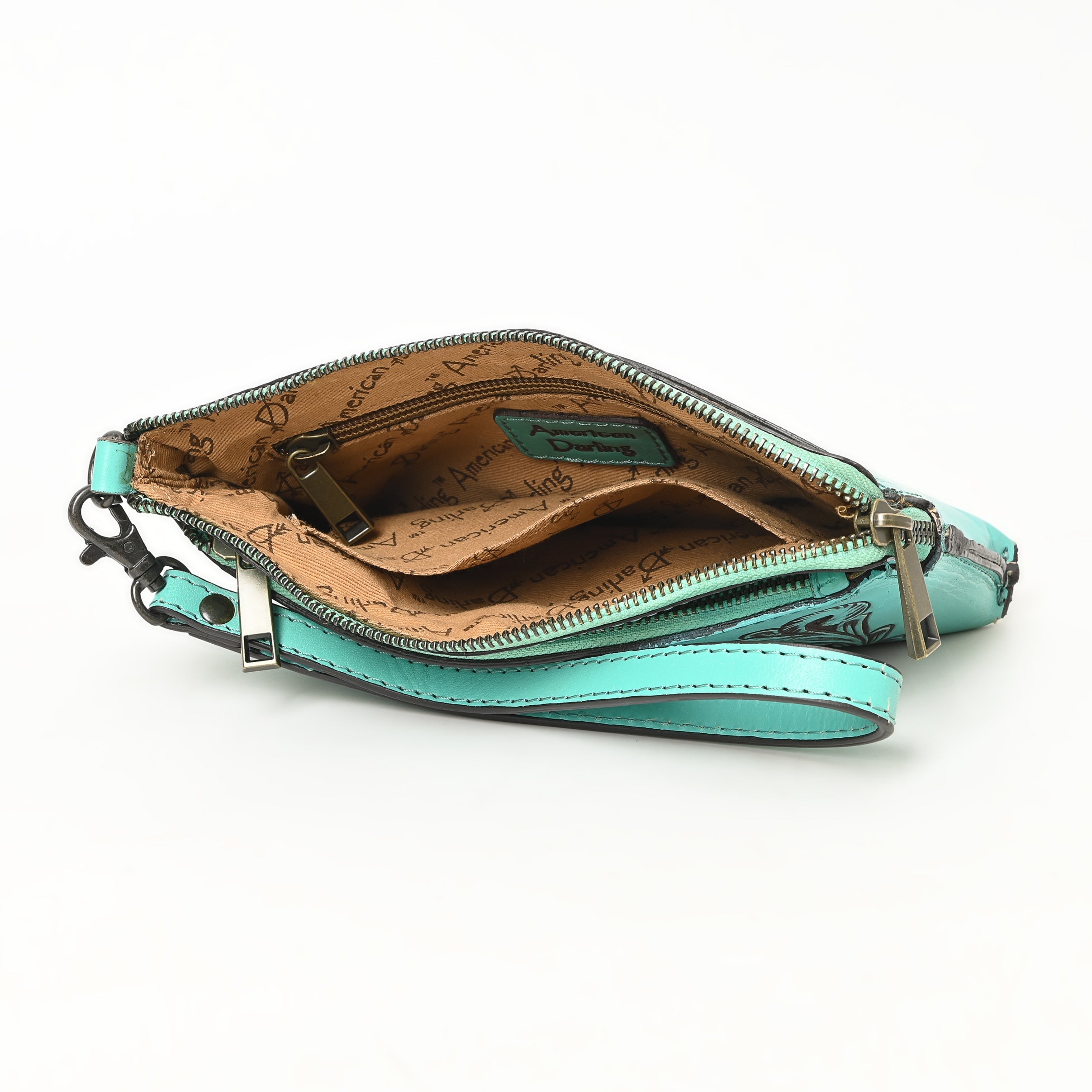 American Darling Hand-Tooled Genuine Leather Wristlet