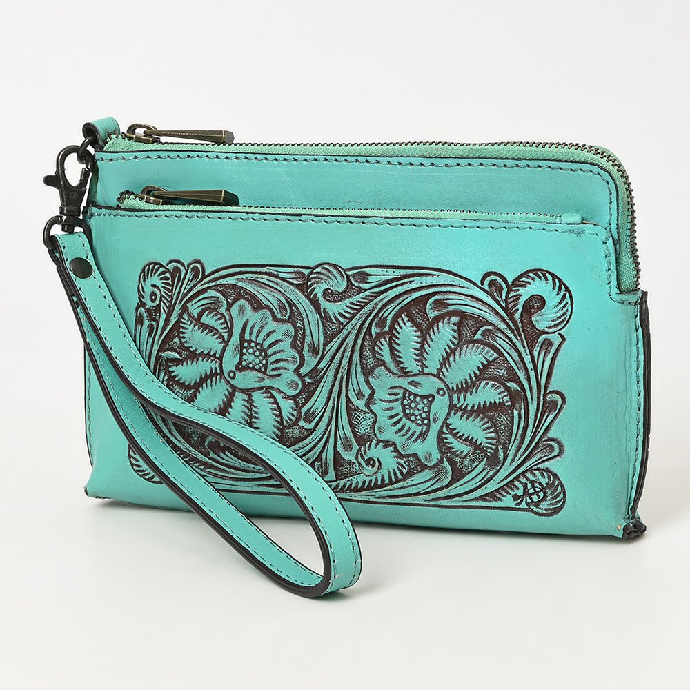 American Darling Hand-Tooled Genuine Leather Wristlet
