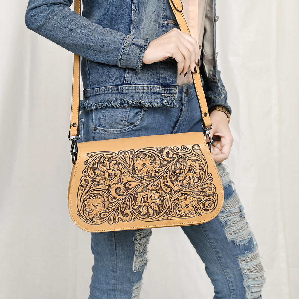 American Darling Cross Body Hand Tooled Genuine Leather Western Women Bag Handbag Purse