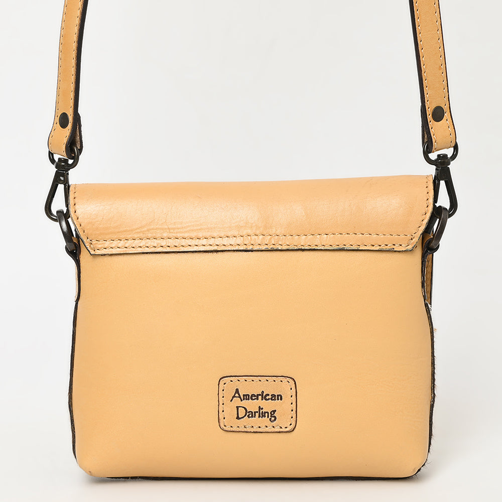 American Darling Hand-Tooled Hair-On Genuine Leather Crossbody Bag