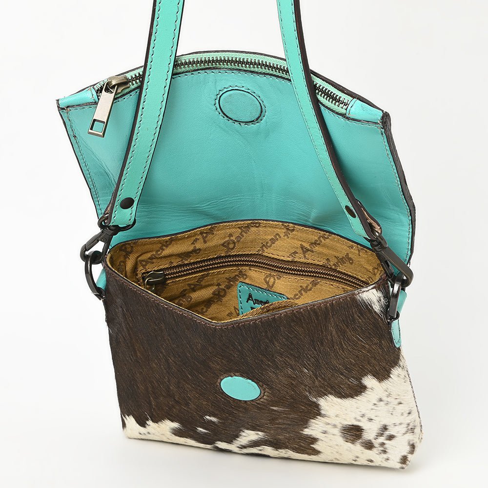 American Darling Hand-Tooled Hair-On Genuine Leather Crossbody Bag